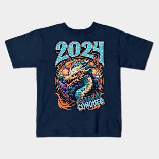 2024 A Year to Conquer Chinese New Year of The Dragon Kids T-Shirt